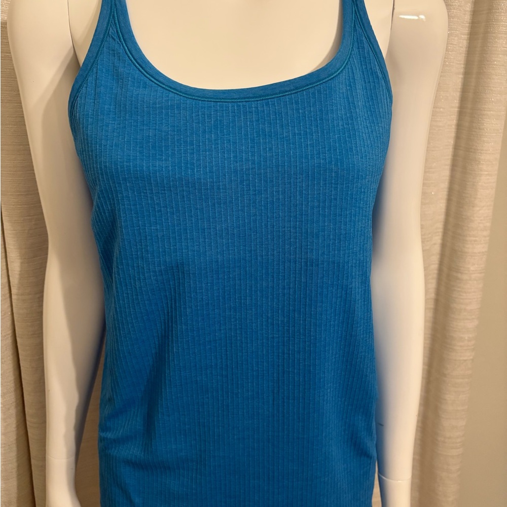Lululemon Turquoise Ribbed Tank Tank Built-In-Bra